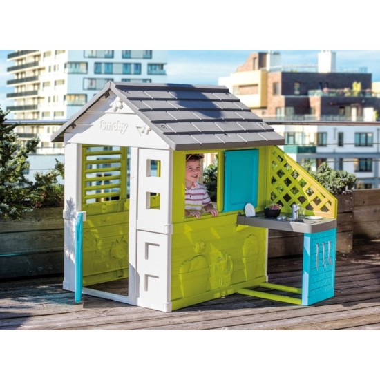 Vaikų žaidimų namelis su virtuvėle Smoby Pretty Playhouse + Summer Kitchen